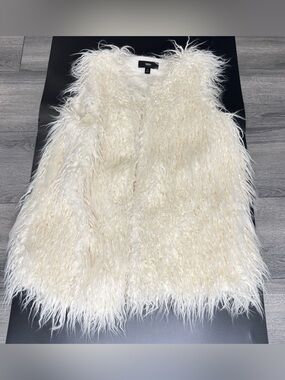 Mossimo Womens Boho Festival Indie Y2K Style Faux Fur Vest Size L White